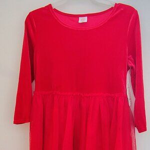 Wonder Nation Velour and Tulle dress in brilliant red (Large plus 10-12 size)